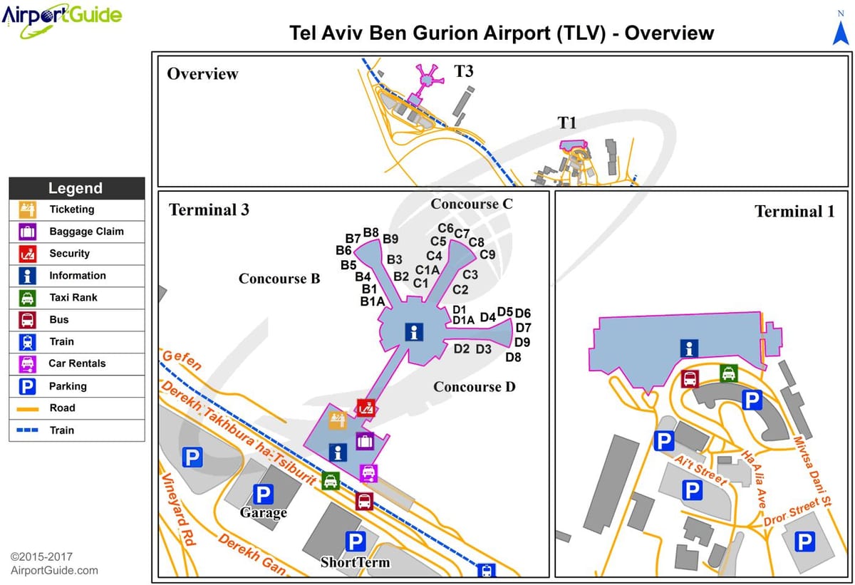ben gurion nemzetközi repülőtér térkép