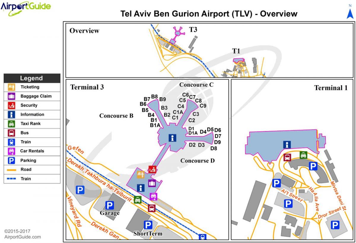 ben gurion nemzetközi repülőtér térkép
