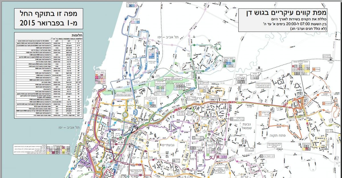 Tel Aviv busz útvonalak térkép