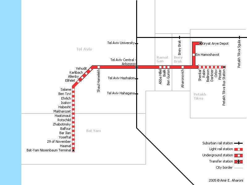 Tel Aviv-i metró térkép