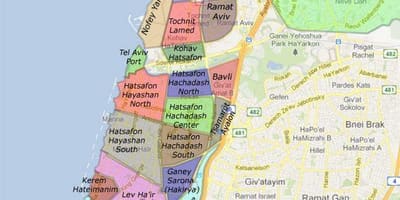 Tel Aviv városrészek térkép
