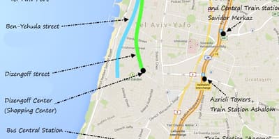Térkép Tel Aviv-i tömegközlekedés
